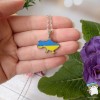 Кулон Карта України жовто-блакитна. Нержавіюча сталь. Колір срібло 